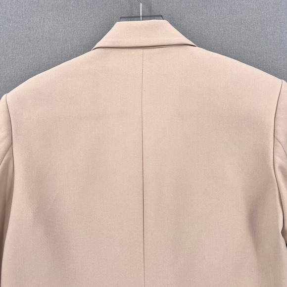 ZARA Oversized Double Breasted Blazer Womens Small Tan Long Sleeve Peaked Lapel - Picture 7 of 16